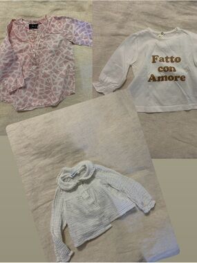 Lot of 3 Designer Baby Long Sleeve Tops - sizes 6M, 12M, 18M